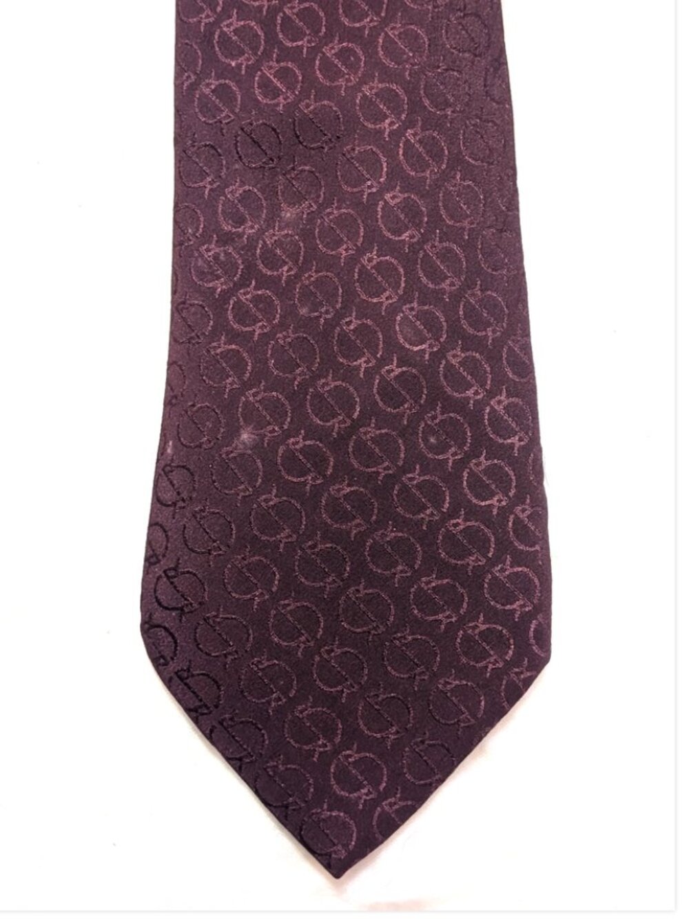 Stefano Ricci Burgundy Octagonal Monogram Woven Men's Silk Tie 4.25" x 59.5"